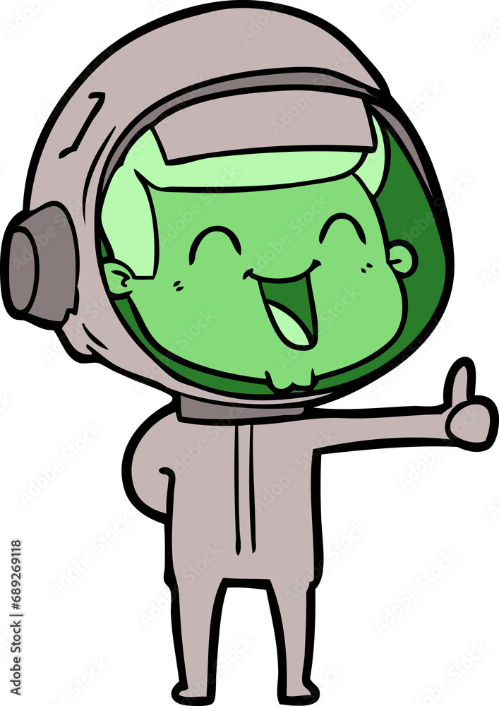 happy cartoon astronaut