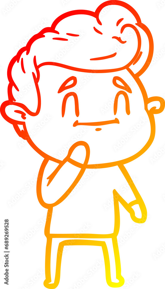 warm gradient line drawing of a happy cartoon man warm gradient line drawing of a happy cartoon man