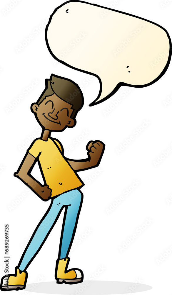 Fototapeta premium cartoon celebrating man with speech bubble