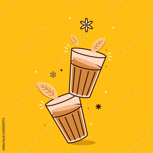 Indian hot drink vector. Indian chai icon. Chai is Indian drink. Kerala tea shop illustration vector eps. Indian Kerala roadside. Kerala tea shop line drawing. Kerala Old.