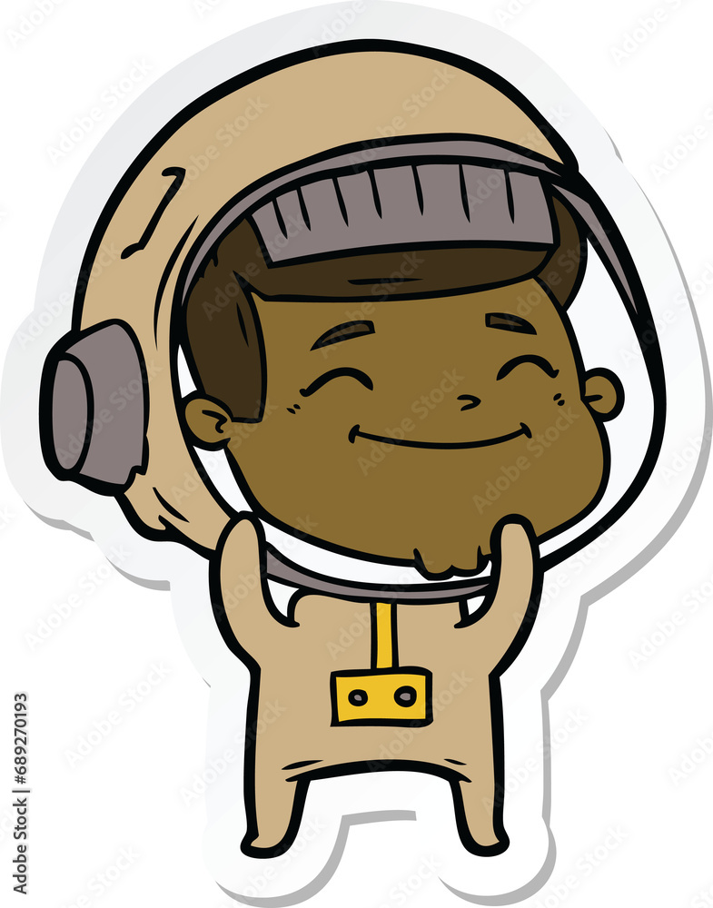 Obraz premium sticker of a happy cartoon astronaut