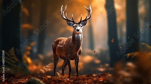A deer that is realistic and has a natural background.