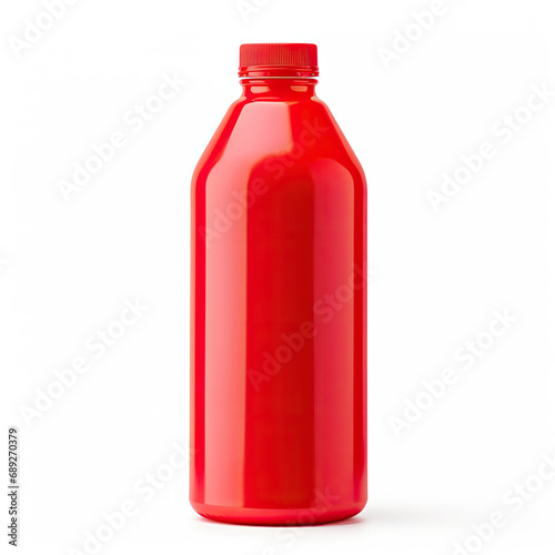 Blank Red Bottle, Minimalist Packshot Mockup Isolated on White Background