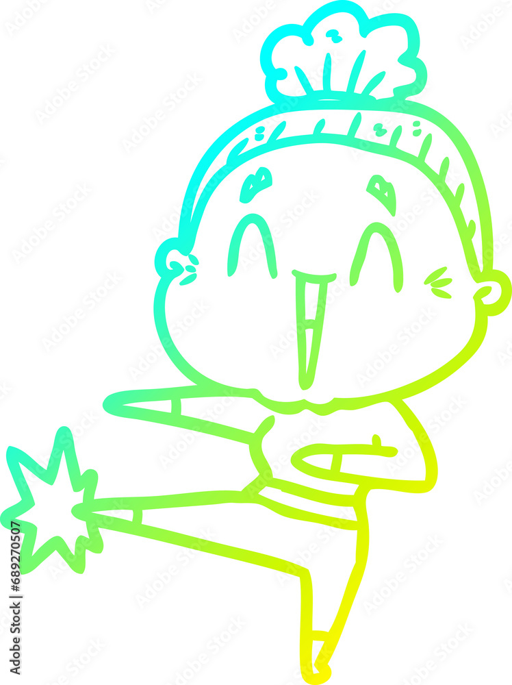 cold gradient line drawing of a cartoon happy old lady cold gradient line drawing of a cartoon happy old lady