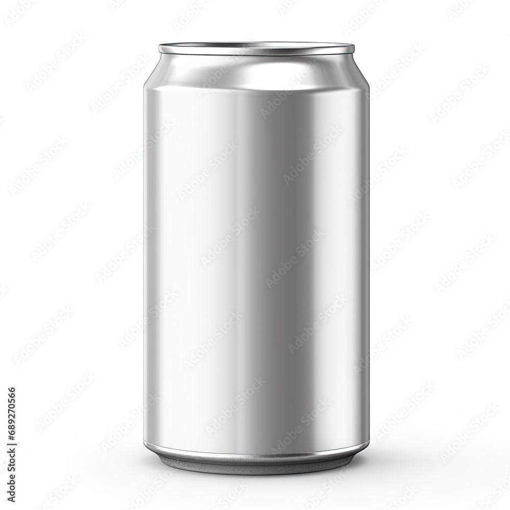 SIlver Drink Can Packshot Mockup Isolated on White Background SIlver Drink Can Packshot Mockup Isolated on White Background