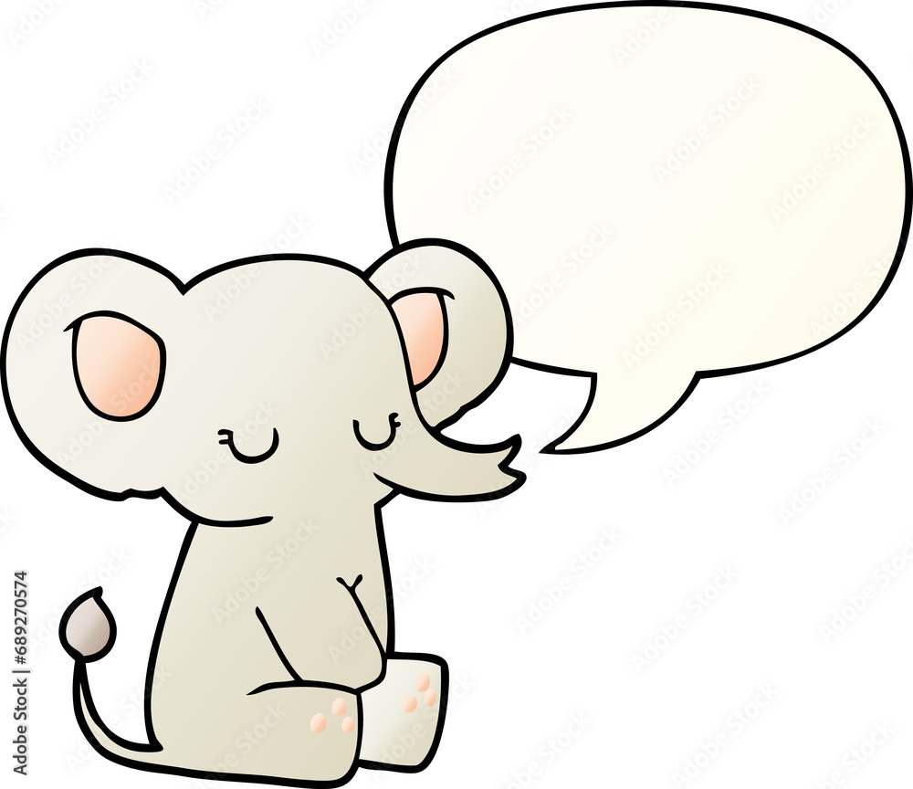 cartoon elephant with speech bubble in smooth gradient style