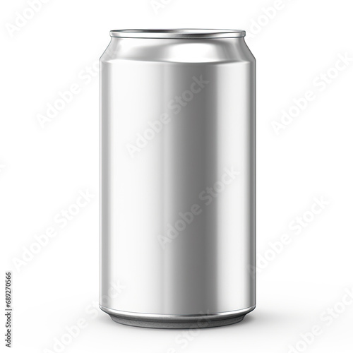 SIlver Drink Can Packshot Mockup Isolated on White Background