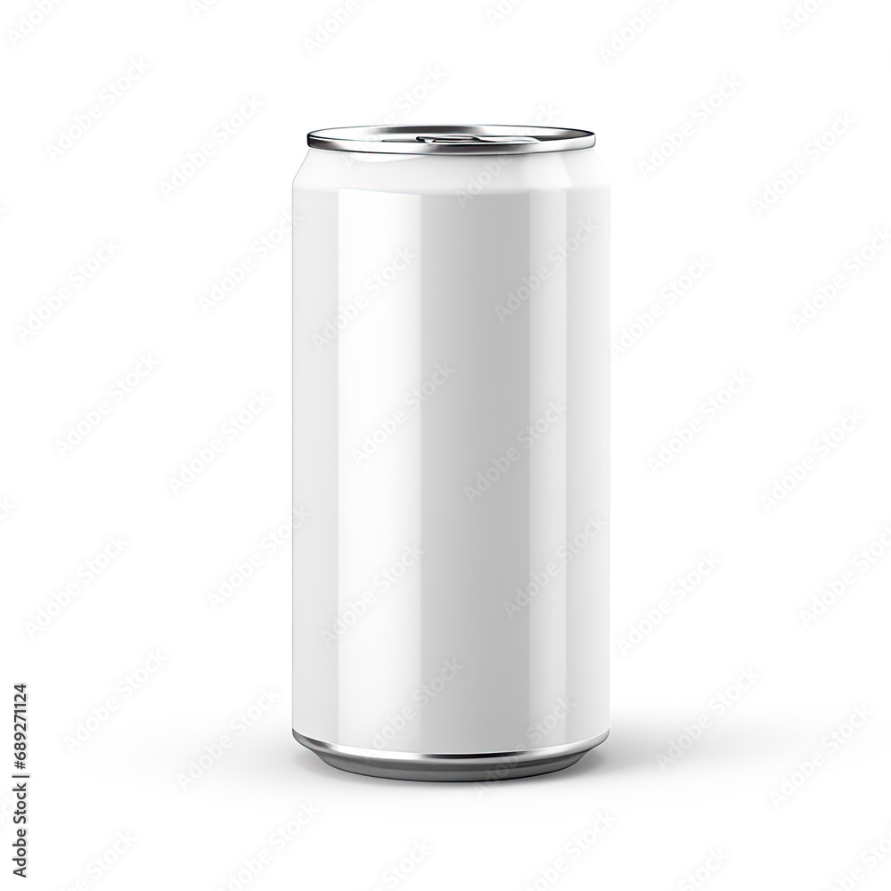 White Aluminum Beverage Can Packshot Mockup Isolated on White Background White Aluminum Beverage Can Packshot Mockup Isolated on White Background