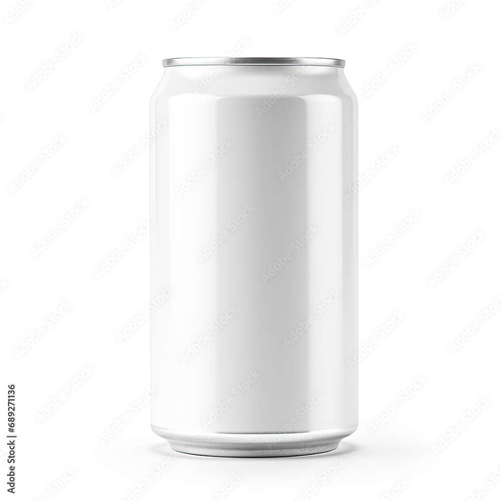 White Drink Can Packshot Mockup Isolated on White Background White Drink Can Packshot Mockup Isolated on White Background