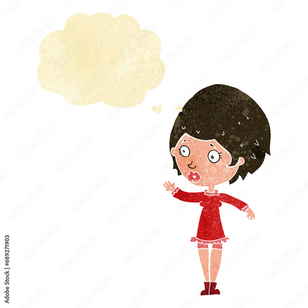 cartoon pretty woman with thought bubble cartoon pretty woman with thought bubble