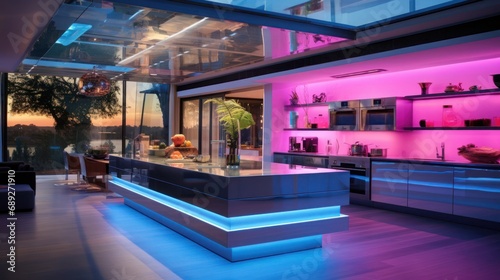 Cutting-Edge Smart Kitchen Futuristic Design and LED Innovation