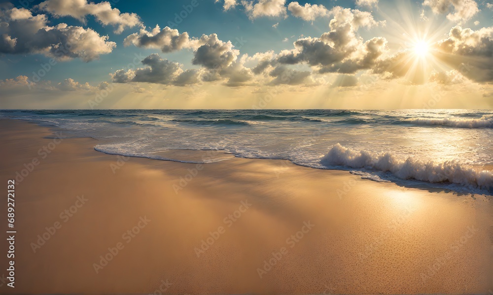 Tropical paradise: Beach, clouds, and sea view
