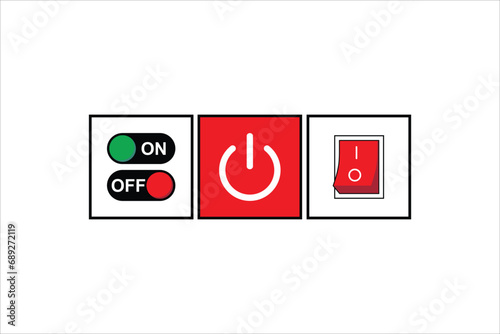 Off button vector. Flat isolated switch button. Power button vector