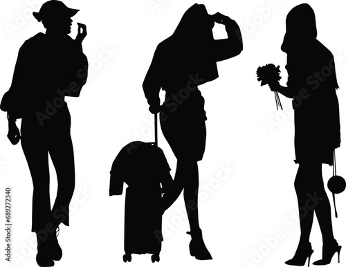 Group of Fashion Model Business Grils Silhouettes