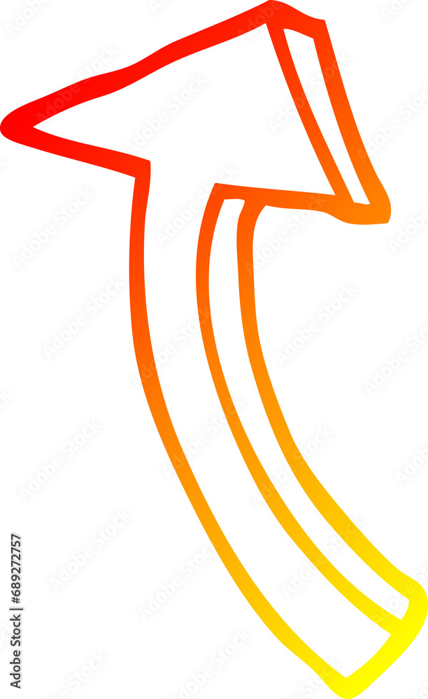 warm gradient line drawing of a cartoon pointing arrow warm gradient line drawing of a cartoon pointing arrow