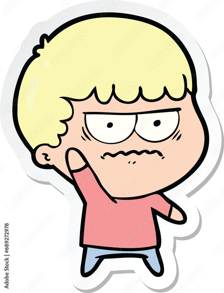 sticker of a cartoon annoyed man