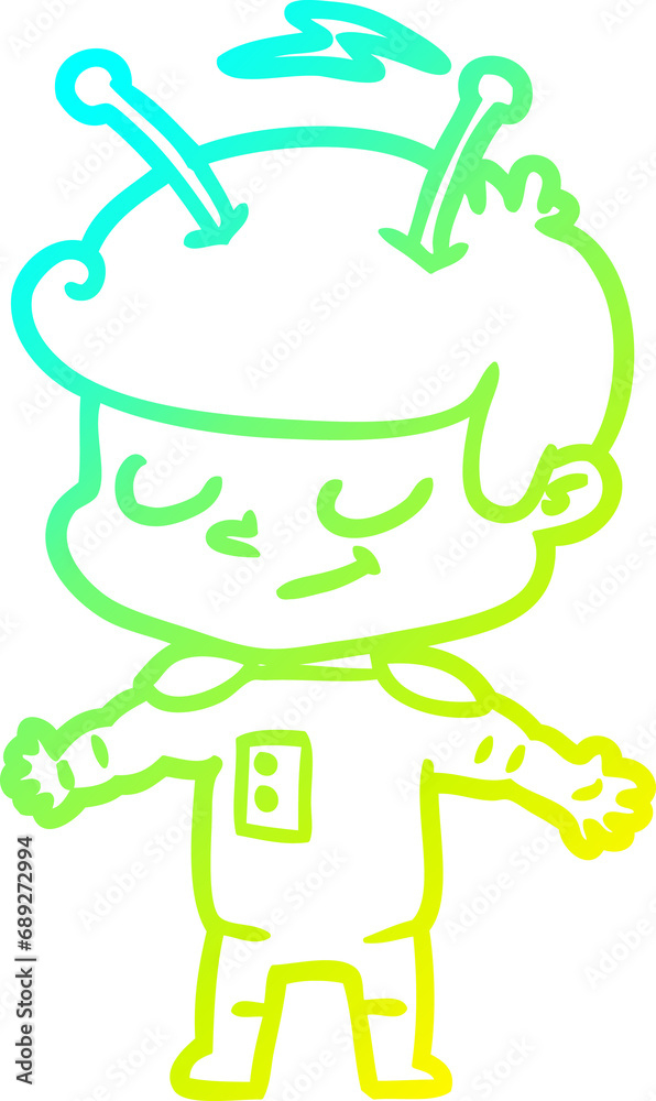 cold gradient line drawing of a friendly cartoon spaceman cold gradient line drawing of a friendly cartoon spaceman