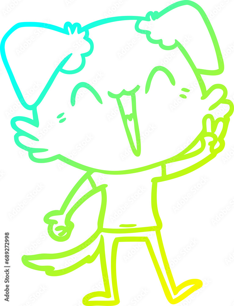 cold gradient line drawing of a happy little dog cartoon cold gradient line drawing of a happy little dog cartoon