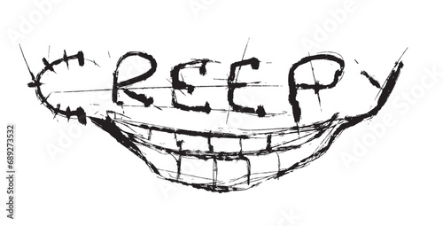 Creepy Word in Black Vector. Concept Art