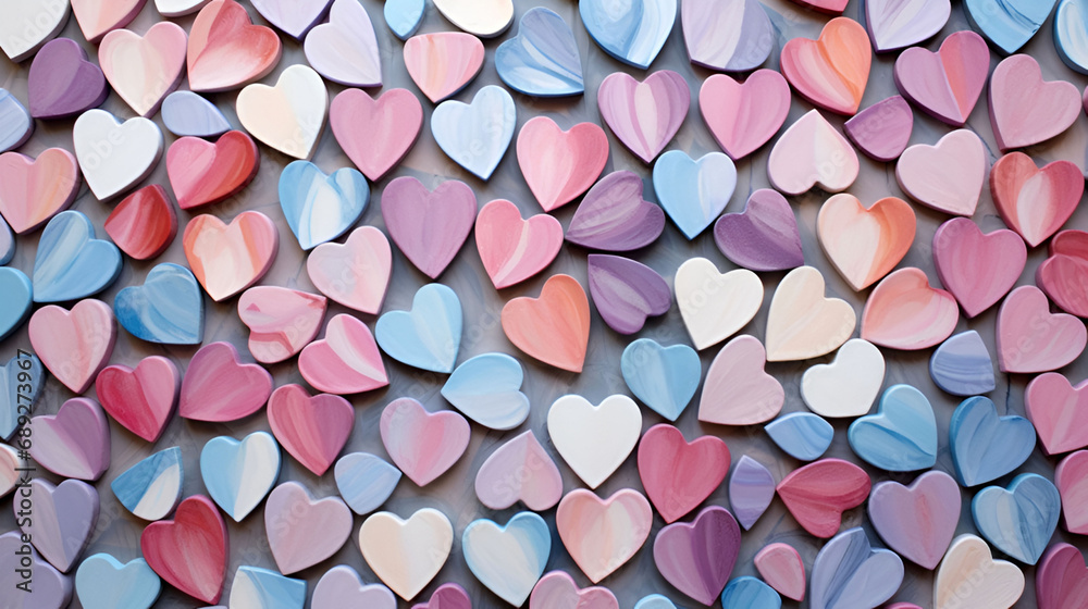 Lots of beautiful multi-colored hearts. Valentine's Day card.