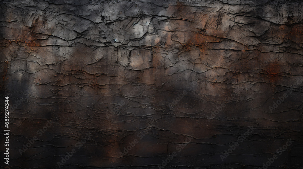 Experience the tactile appeal of a dark grunge textured wall through an up-close view.