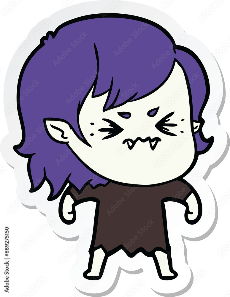 sticker of a annoyed cartoon vampire girl sticker of a annoyed cartoon vampire girl