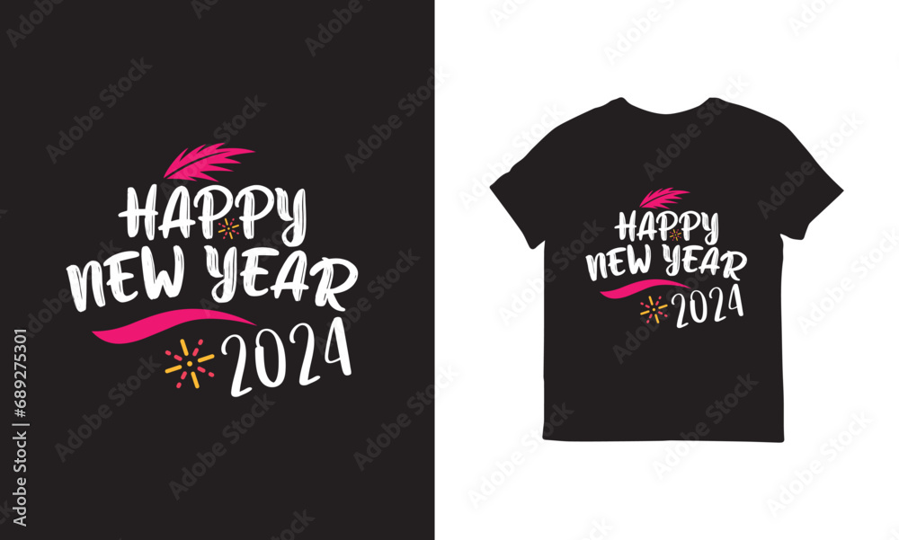 Fototapeta premium Happy New Year 2021 T-Shirt Design | Custom Typography T-Shirt Design Typography T-Shirt