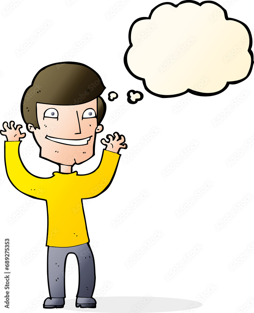 cartoon excited man with thought bubble cartoon excited man with thought bubble