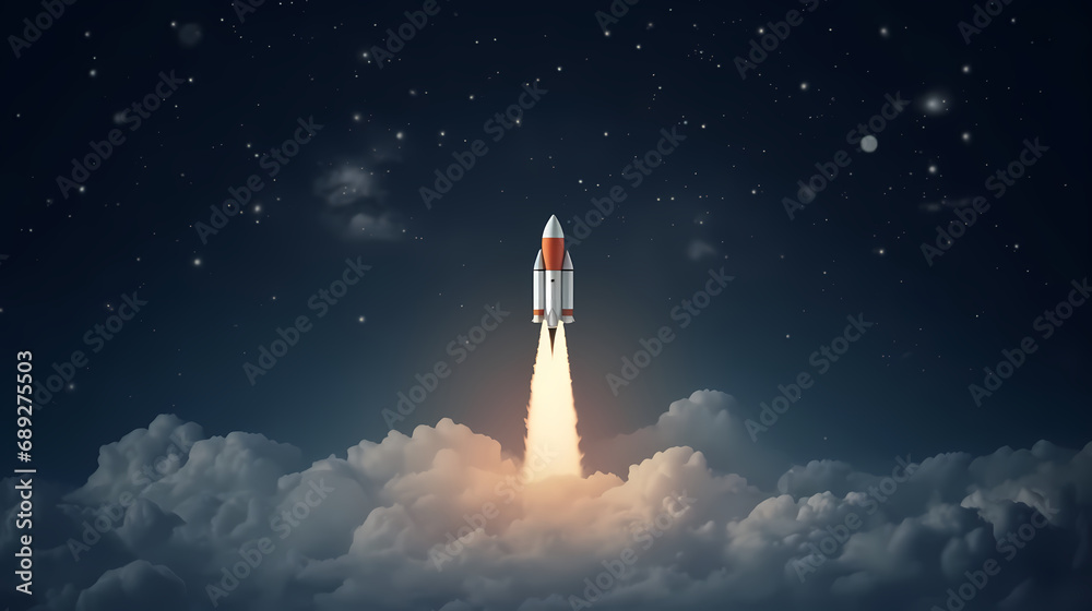 Rocket takes off into outer space,PPT background