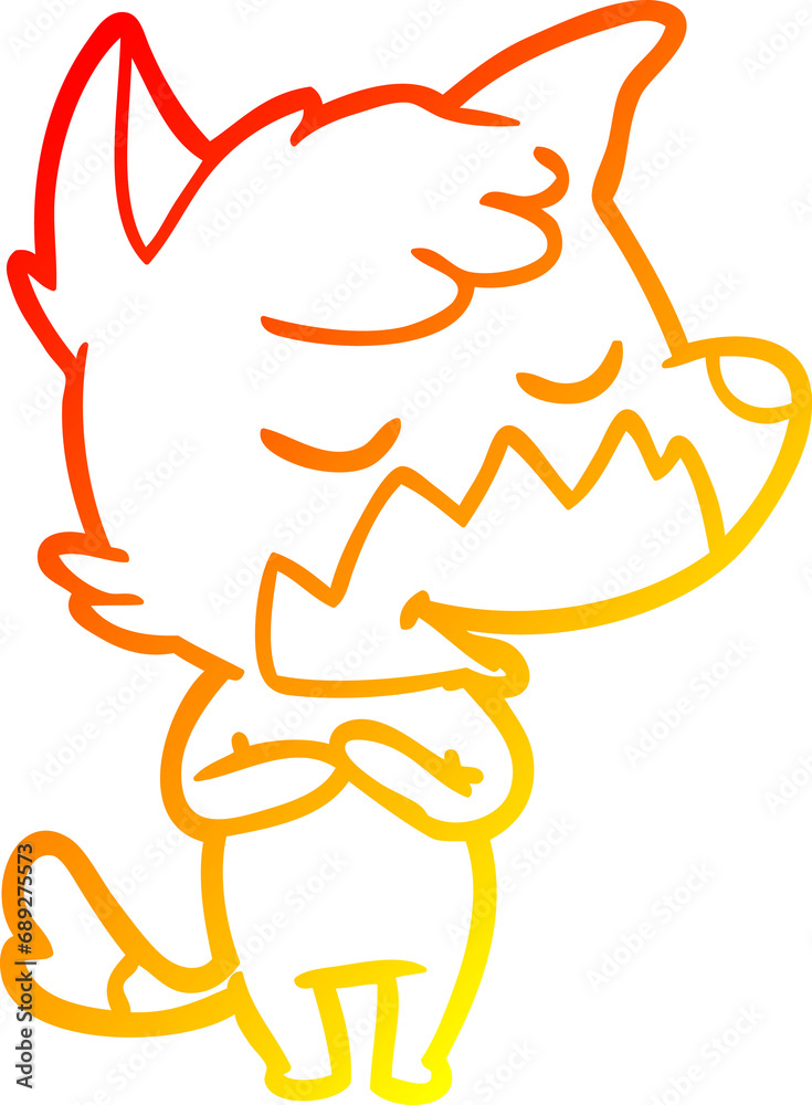 warm gradient line drawing of a friendly cartoon fox warm gradient line drawing of a friendly cartoon fox