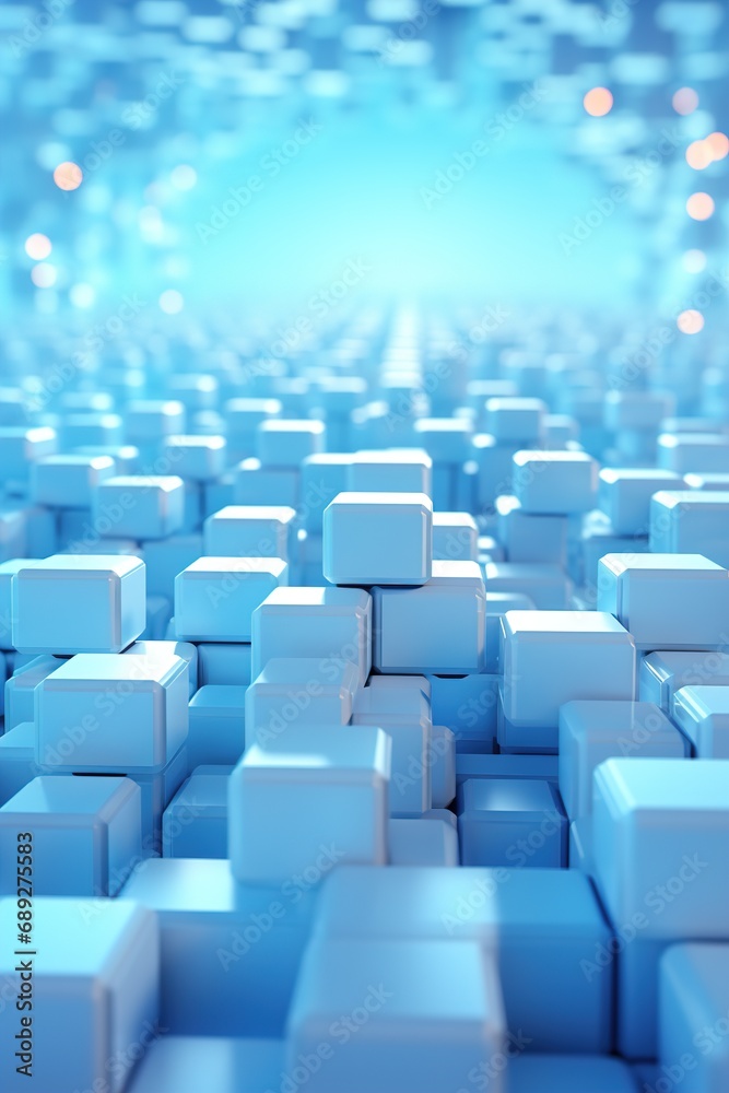 Fototapeta premium Abstract geometric background with 3d flying cubes. A modern abstract business template with 3d cubes. Wallpaper background for Phone,
