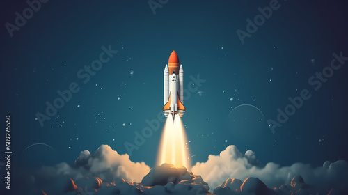 Rocket takes off into outer space PPT background