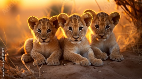 A glimpse of lion cubs in their natural habitat