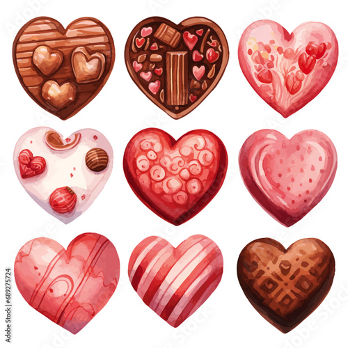 set of hearts chocolate for Valentine's day vectors