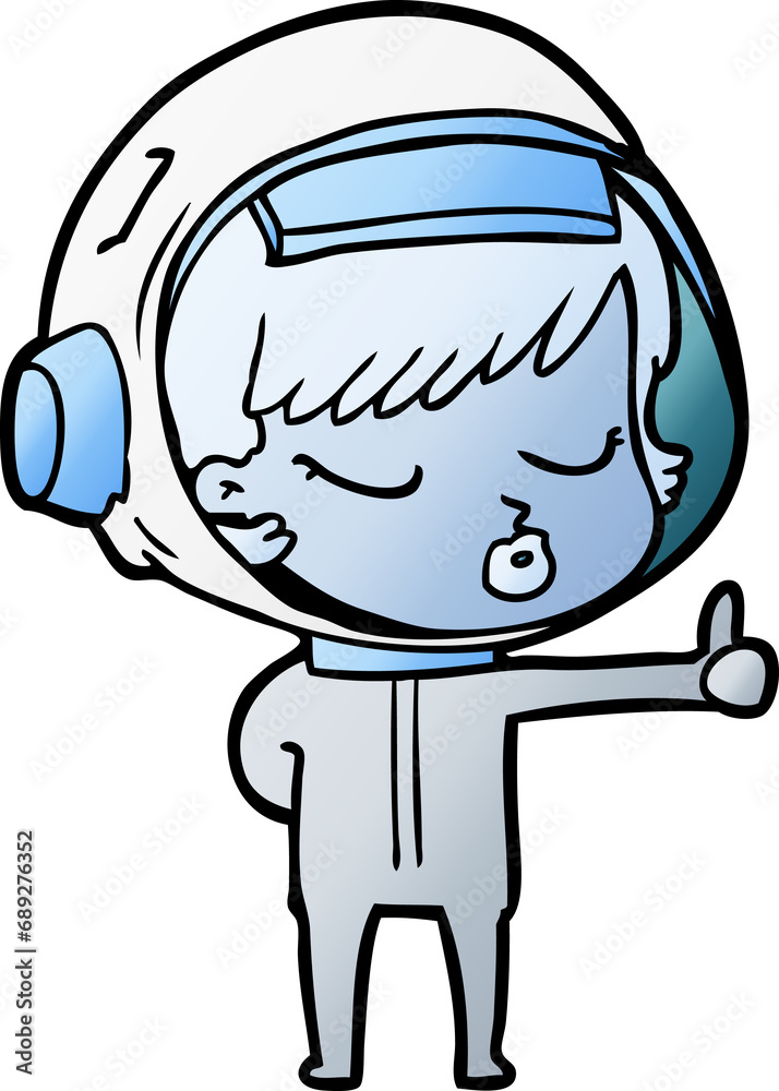 cartoon pretty astronaut girl giving thumbs up cartoon pretty astronaut girl giving thumbs up
