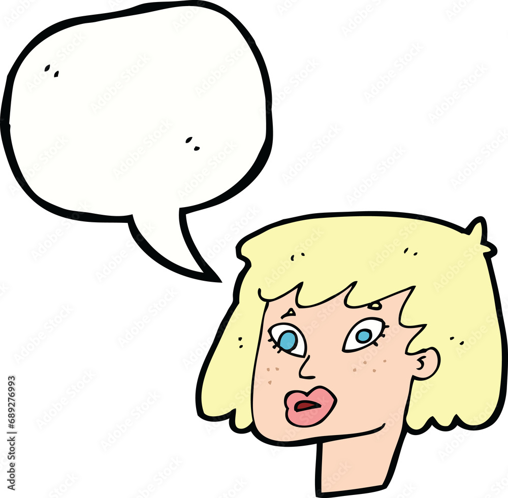 cartoon pretty female face with speech bubble cartoon pretty female face with speech bubble