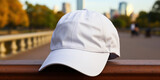 Mockup of a branded cap on a casual outfit.