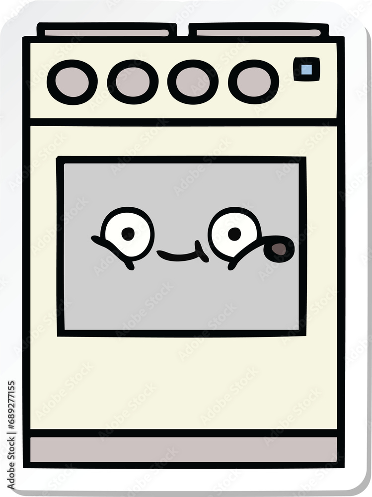 sticker of a cute cartoon kitchen oven sticker of a cute cartoon kitchen oven