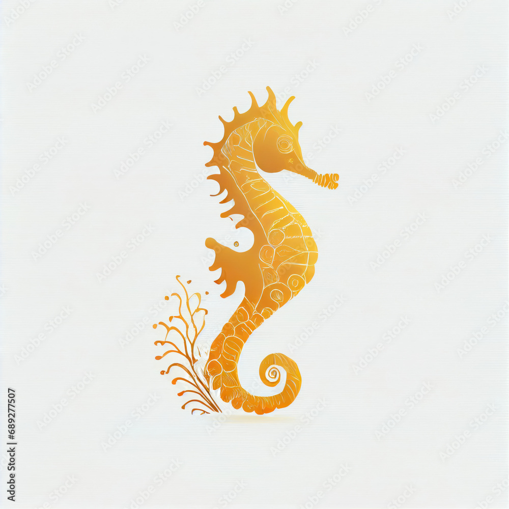 Hippocampus or Seahorses, is a species of fish in the Syngnathidae family. Generative AI.