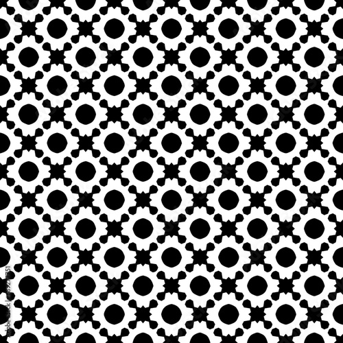 Black and white seamless abstract pattern. Background and backdrop. Grayscale ornamental design. Mosaic ornaments. Vector graphic illustration. EPS10.