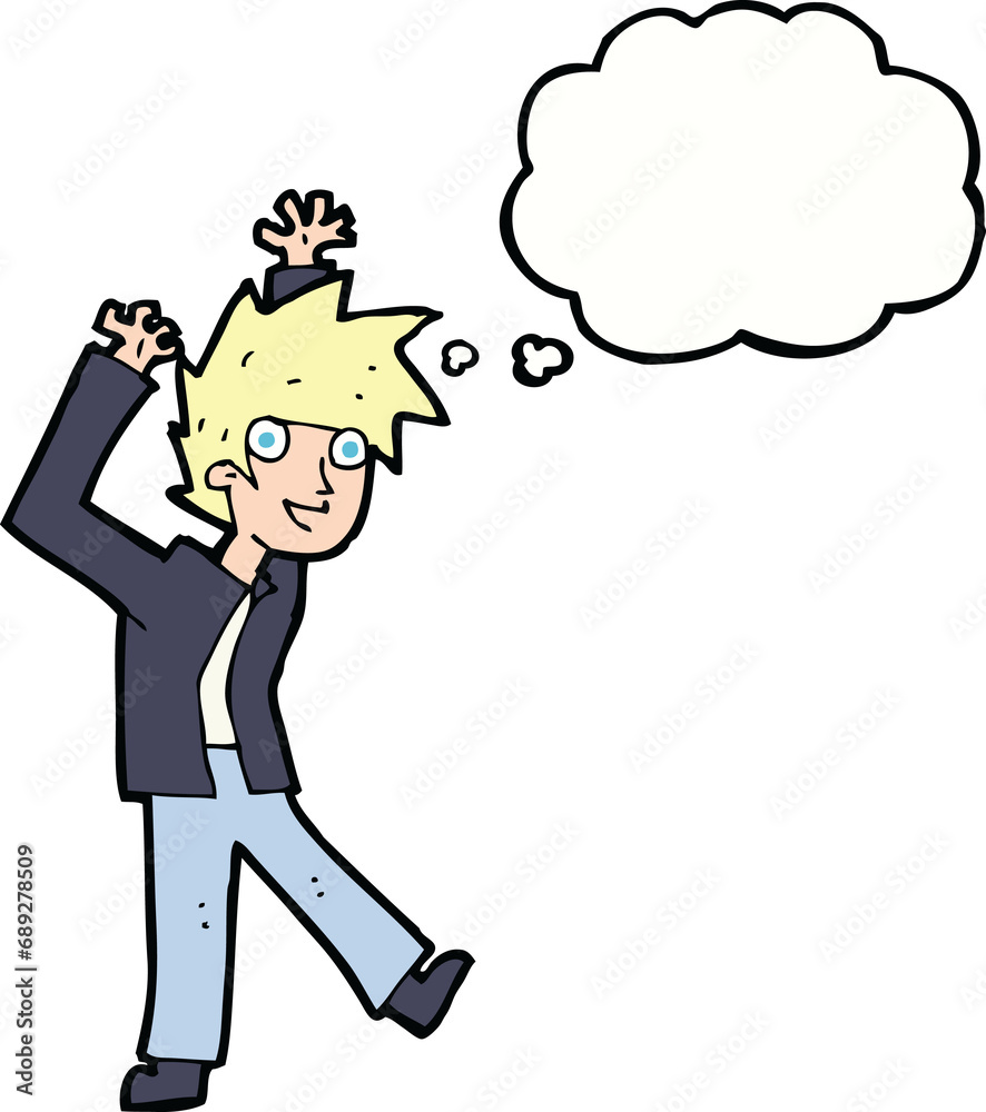 cartoon excited boy with thought bubble cartoon excited boy with thought bubble