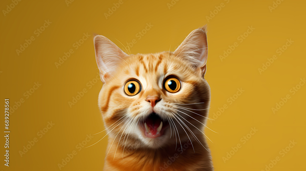 Surprised orange senior feline,PPT background