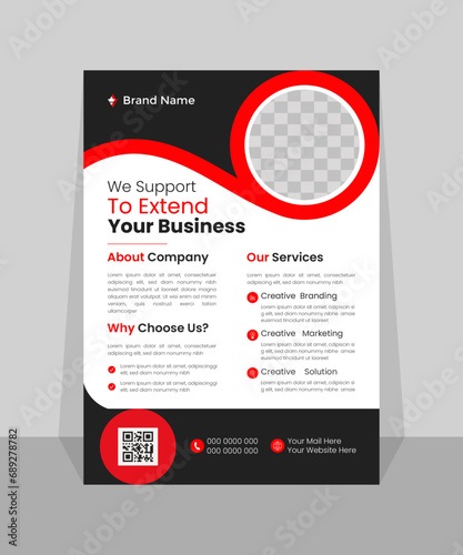 red circle business flyer design mock up