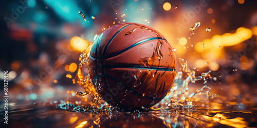 Basketball just as it hits the net, a moment of triumph. © sopiangraphics
