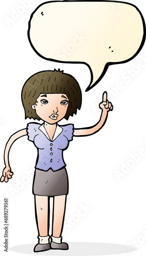 cartoon woman with idea with speech bubble