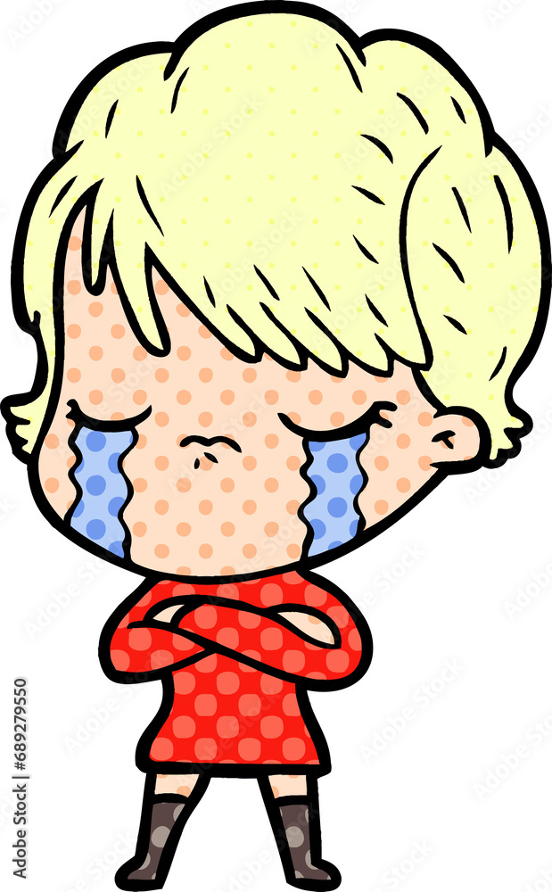 cartoon woman crying