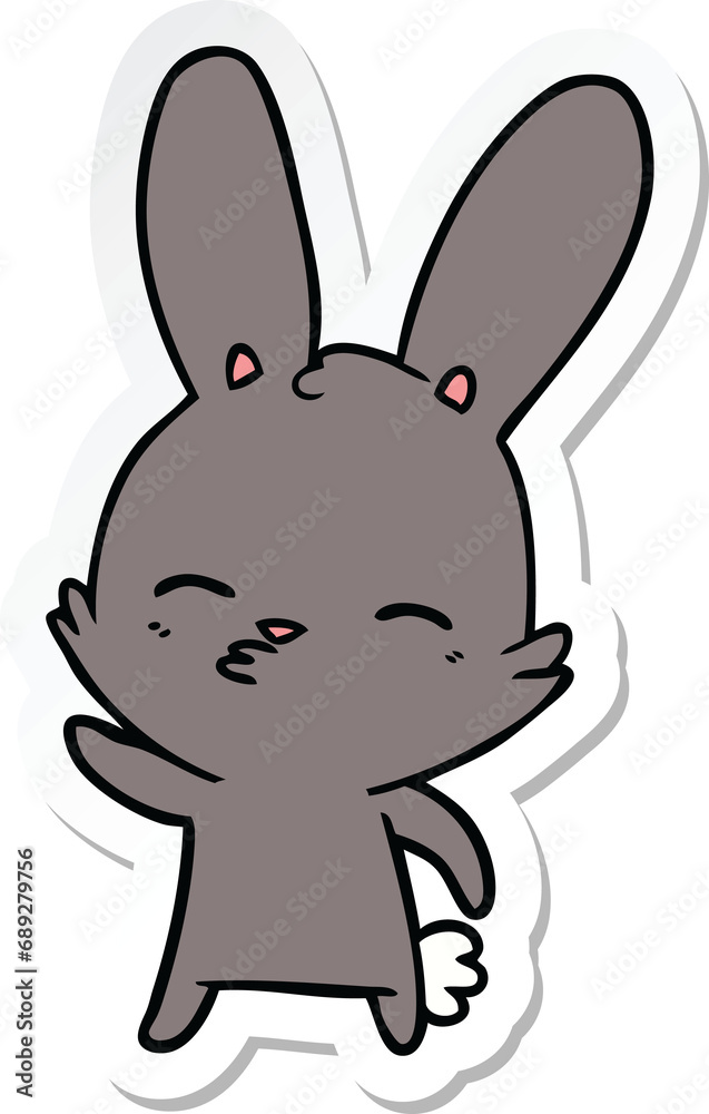 sticker of a curious bunny cartoon sticker of a curious bunny cartoon