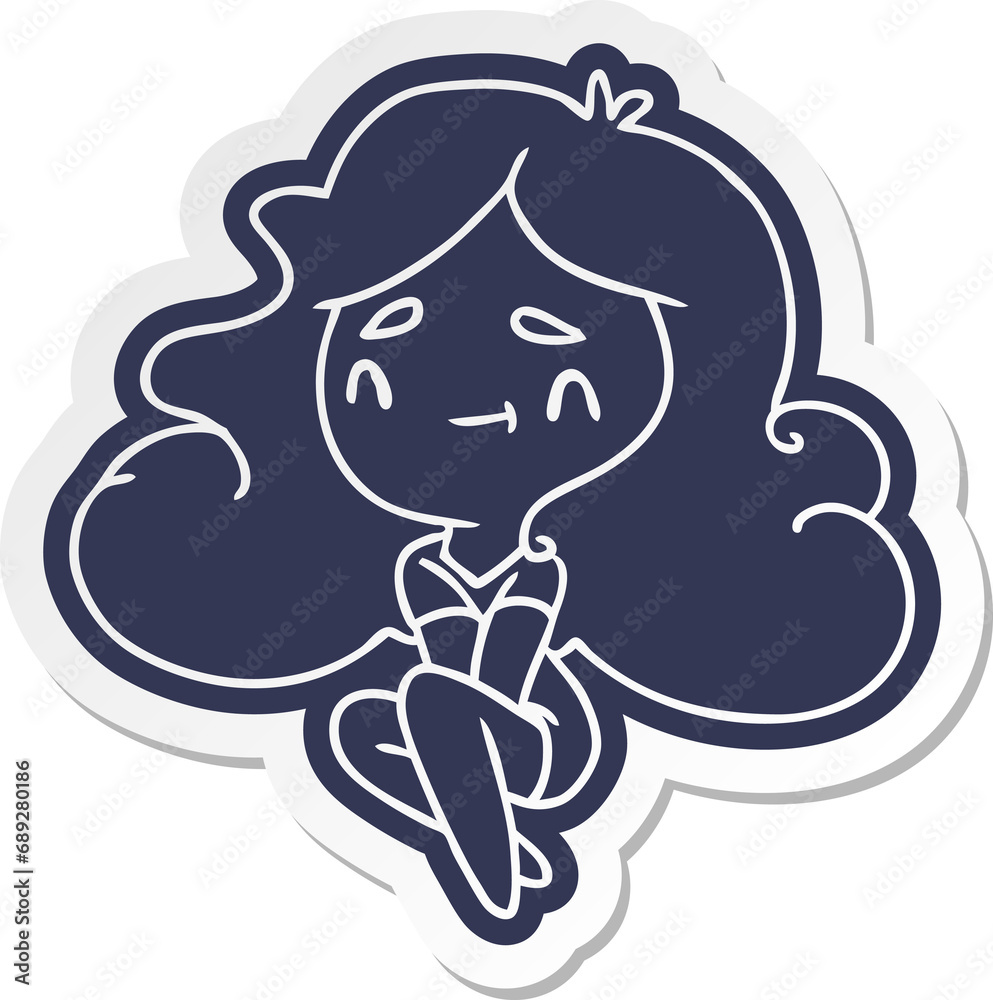 Fototapeta premium cartoon sticker of a cute kawaii girl