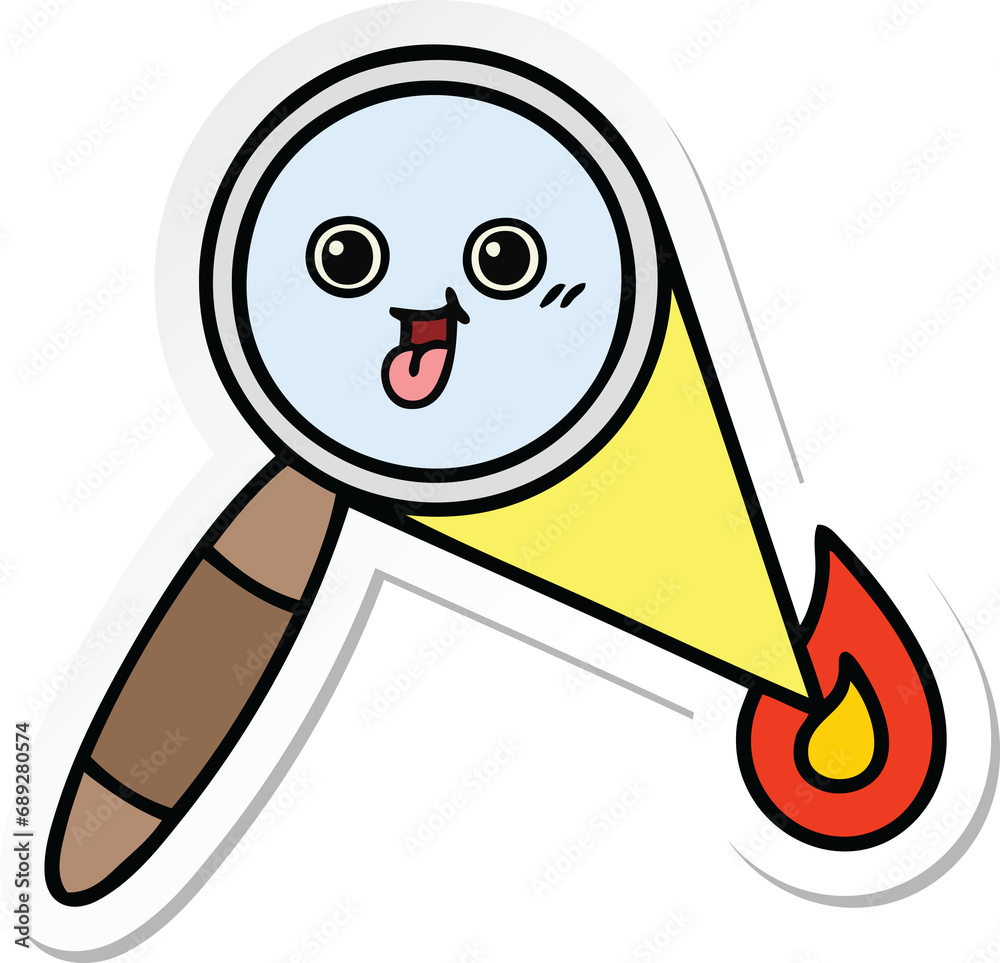 Obraz premium sticker of a cute cartoon magnifying glass