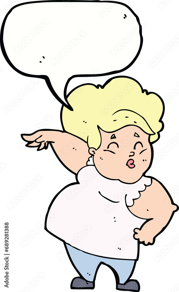 cartoon happy overweight lady with speech bubble cartoon happy overweight lady with speech bubble